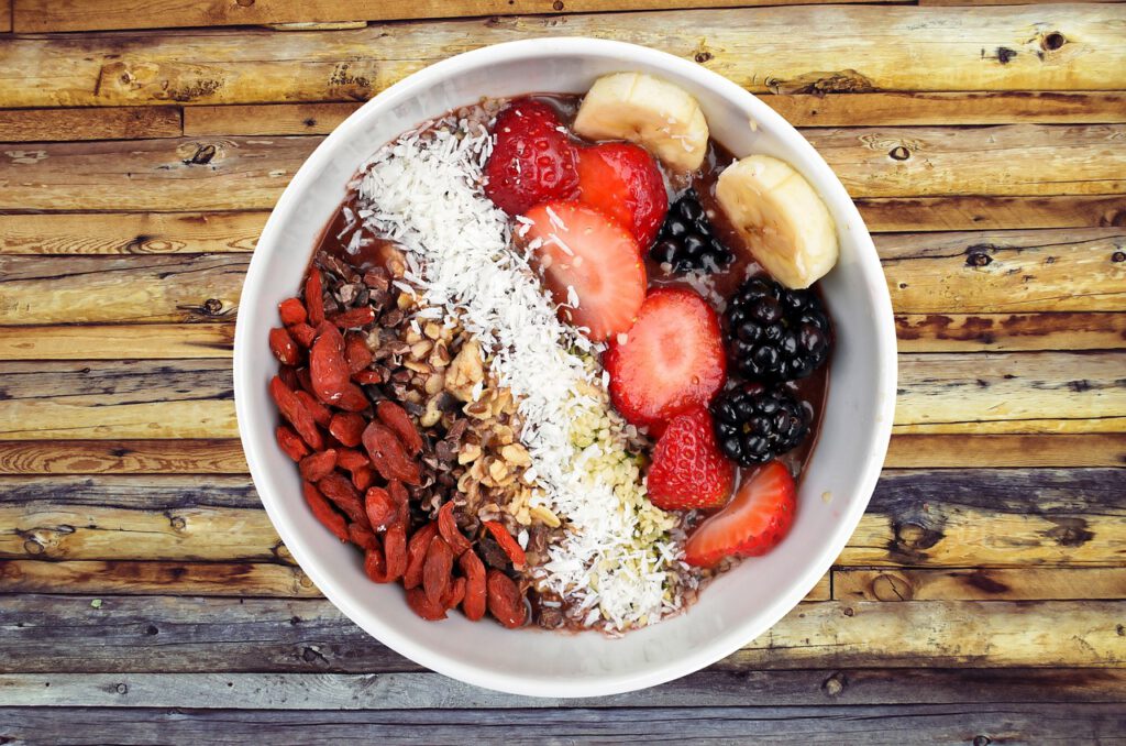 bowl of fruit, breakfast, food